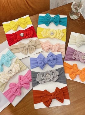 极速3 Pcs/Set Floral Bowts Baby Headband Dot Bowknot Haarban