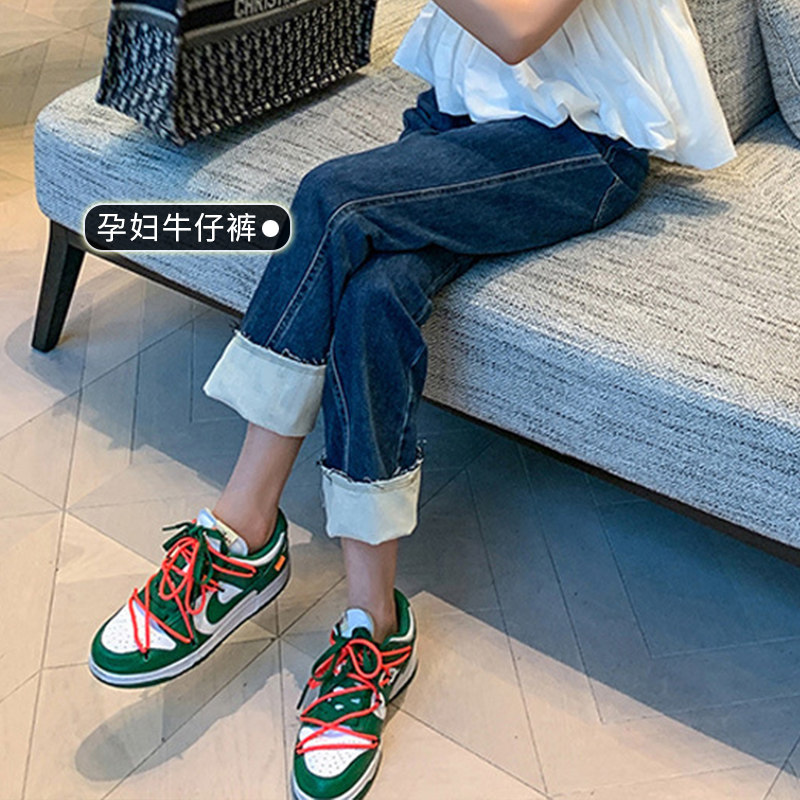 新品孕妇装春装2025新款时尚卷边孕妇牛仔M裤直筒裤春秋款薄款九