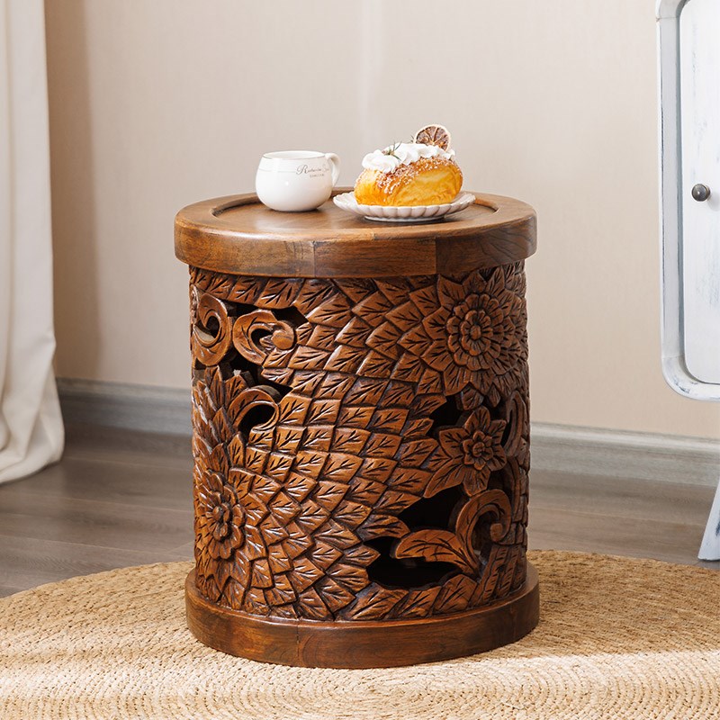 极速家用实木矮凳客厅坐凳边几茶凳换鞋凳木墩创意U木桩摆件花架