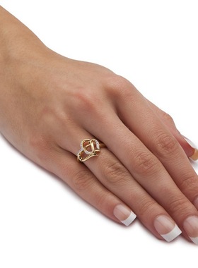 极速fashion Delicate Double Heart FFinger Ring For Women CZ