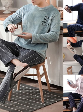 极速Plus Size j3XL Nightwear Long Sleeve Winter Warm Flannel