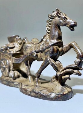 极速老铜马拉元j宝福财车马上发财有钱生肖马开运摆件办公室家居