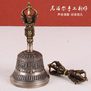 极速尼泊尔进口手工五股金刚铃杵纯F铜铃铛藏式用品居家摆件密宗
