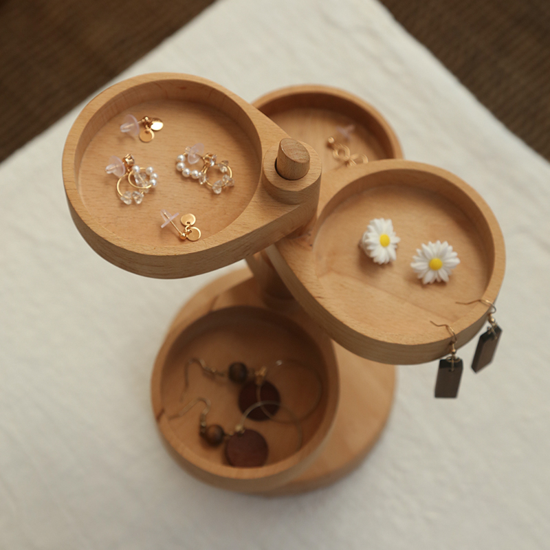 极速匠木家居桌面实木收纳置物架榉E木黑胡桃木手工艺化妆品首饰