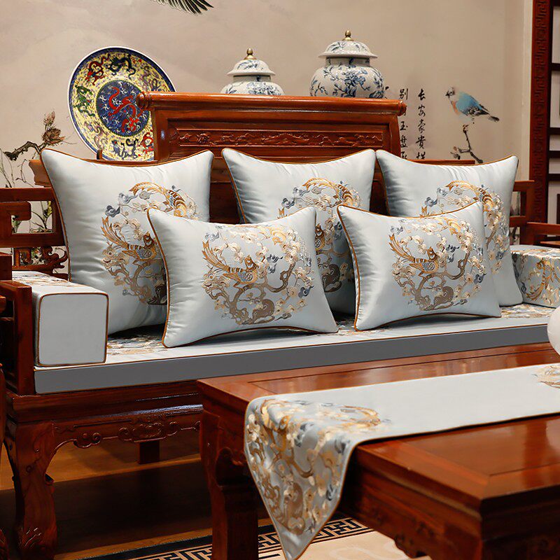 新品红木沙发坐垫中式实木家具绣花靠垫沙发O垫套罗汉床垫子五件