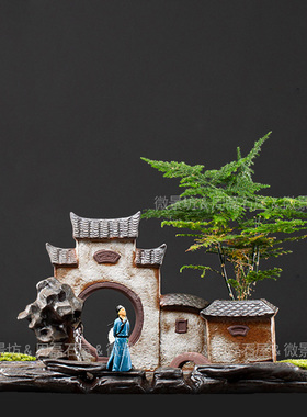 极速精品复古人物唐伯虎创意工艺品小摆件造景装饰U盆景假山置景