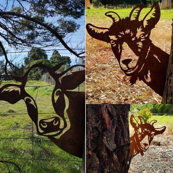 极速Metal Garden Ornament  RusCty Animal Scout Stake Rust