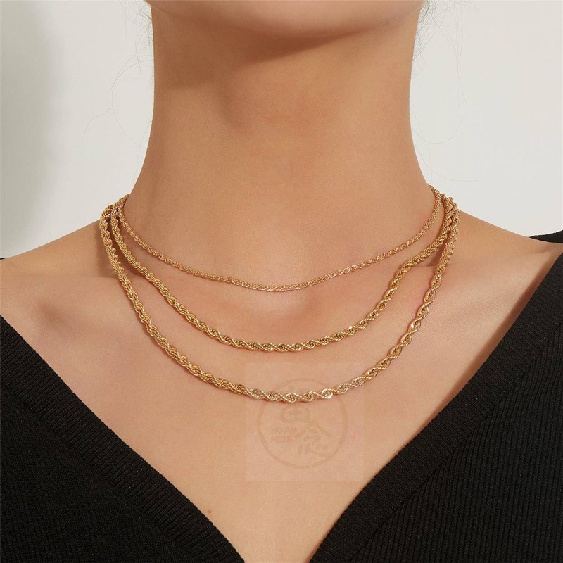 极速Jewelery fashion temperament multi layers twist clavicl
