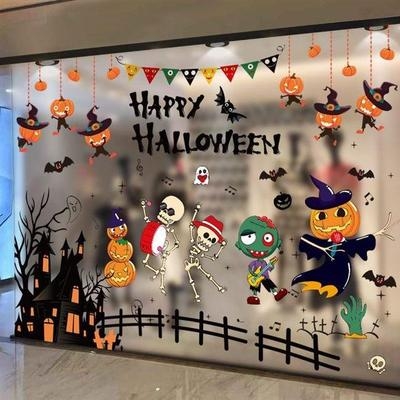 极速Decorativej large windows stickemr layout Halloween stic