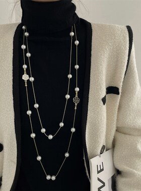 极速长款珍珠毛衣链秋冬q长款项链新款2025爆款时尚气质妈妈款配