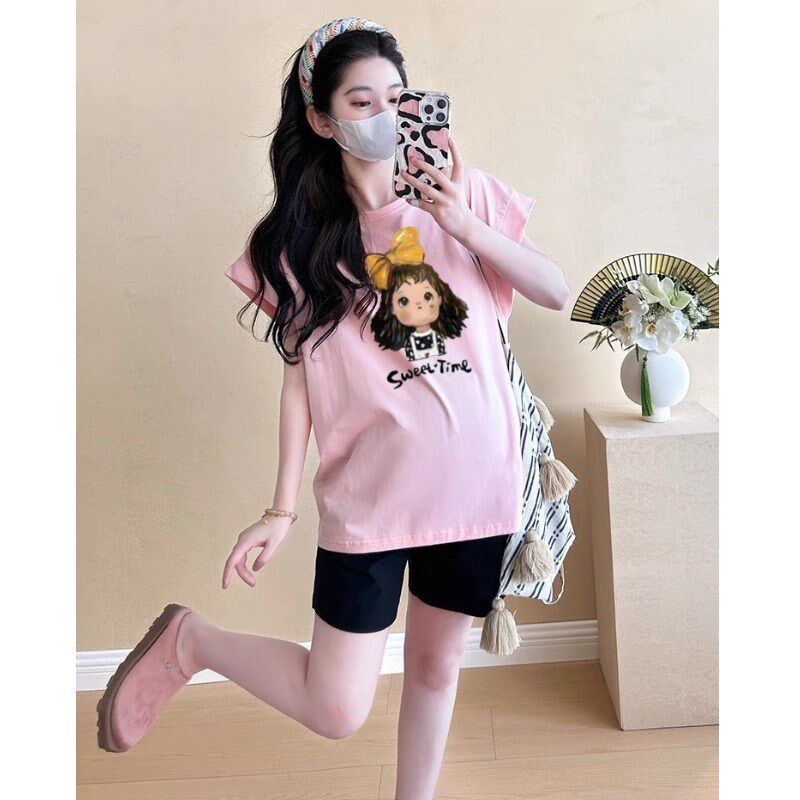 新品孕妇上c衣女洋气遮孕肚时尚夏装套装2025新款宽松短袖t恤夏季