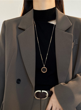 极速罗马吊坠毛衣链长款小众项链潮牌百搭卫K衣链2023年新款女秋