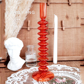 新品 饰摆Q件拍照摄影道具欧 复古创意玻璃烛台小众艺术北欧摆拍装