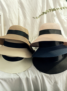 极速Ribbon Bowknot Women Straw Hat SumLmer Outdoor Beach