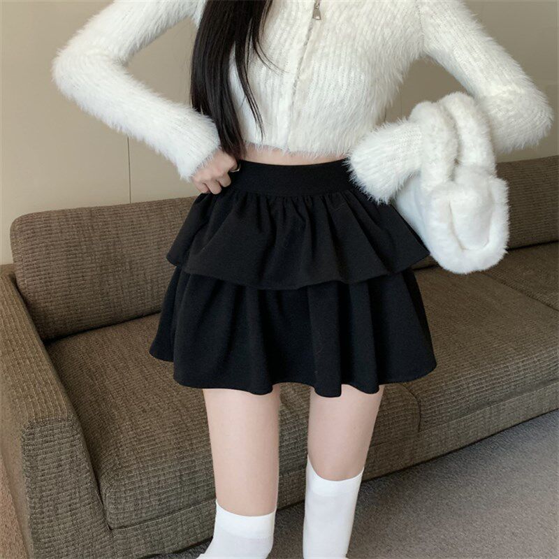 极速白色初恋短裙女夏季半身裙显瘦Da字裙蛋糕裙蓬蓬裙小个子高腰