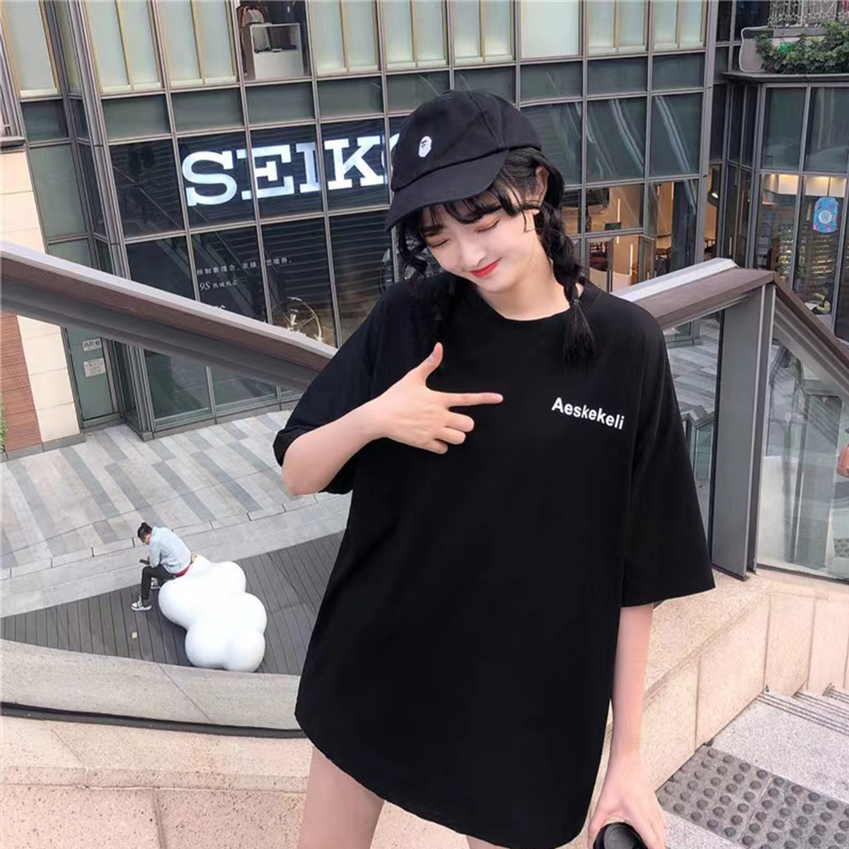 新品孕妇上衣夏装2025新款纯棉短袖t恤女夏季中T长款百搭韩版宽松