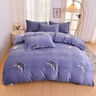 极速牛奶绒四件套珊瑚绒冬季 法兰绒加厚毛绒床单被套三 202B3新款