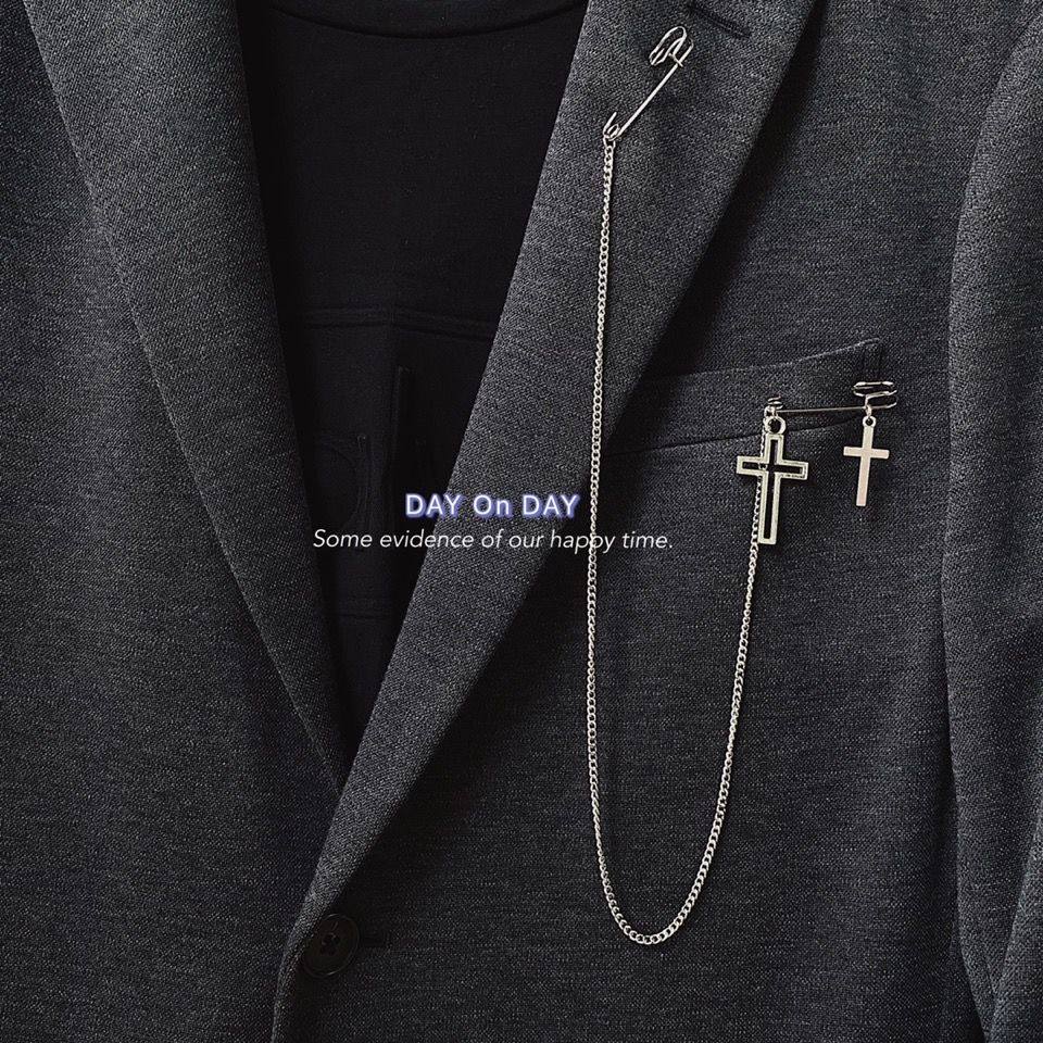 欧美朋克吊坠别针夹链链条胸针 男女长款十字架别针胸针西装配饰
