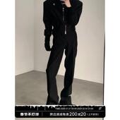 男垂坠感高级感堆积拖地裤 秋山风 小众高街vibe风开叉微喇叭西裤