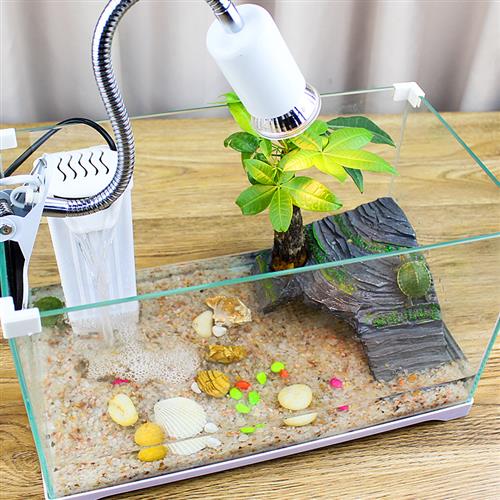 极速玻璃乌龟缸鱼缸饲养箱家用带晒台别墅大型小型养乌.龟专用盒