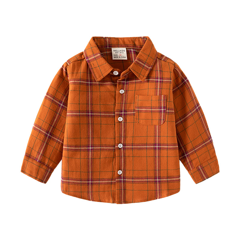 极速NEXT VRT男p童格子长袖衬衫儿童春秋装个月纯棉衬衫宝宝上衣