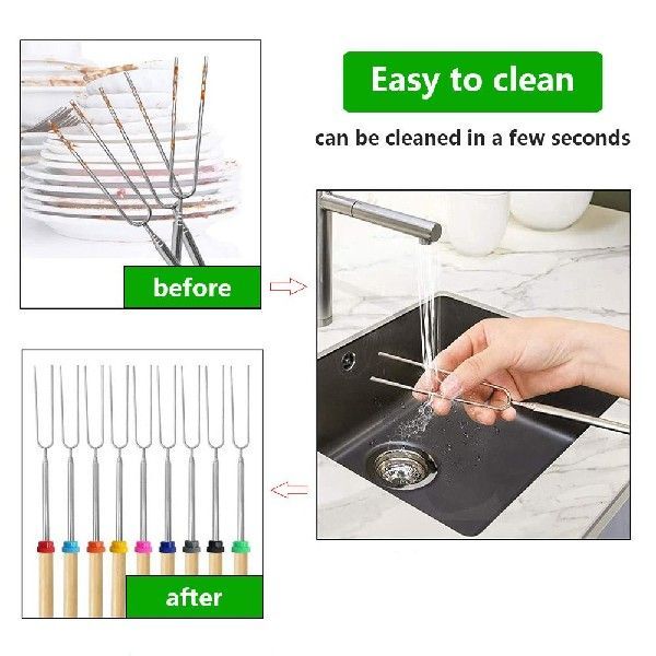 极速WALFOS 6/8/10pcs Doubule Metal Skewers For Barbecue Reus