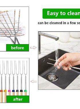 极速WALFOS 6/8/10pcs Doubule Metal Skewers For Barbecue Reus