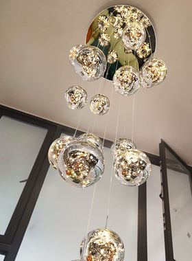 极速Moadern Spiral Chandelier Living Room Villa Loft Free Sh