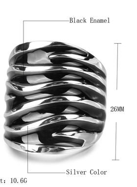 极速Kinel Unique Punk Rock Black EnaFmel Big Ring Fashion Wa