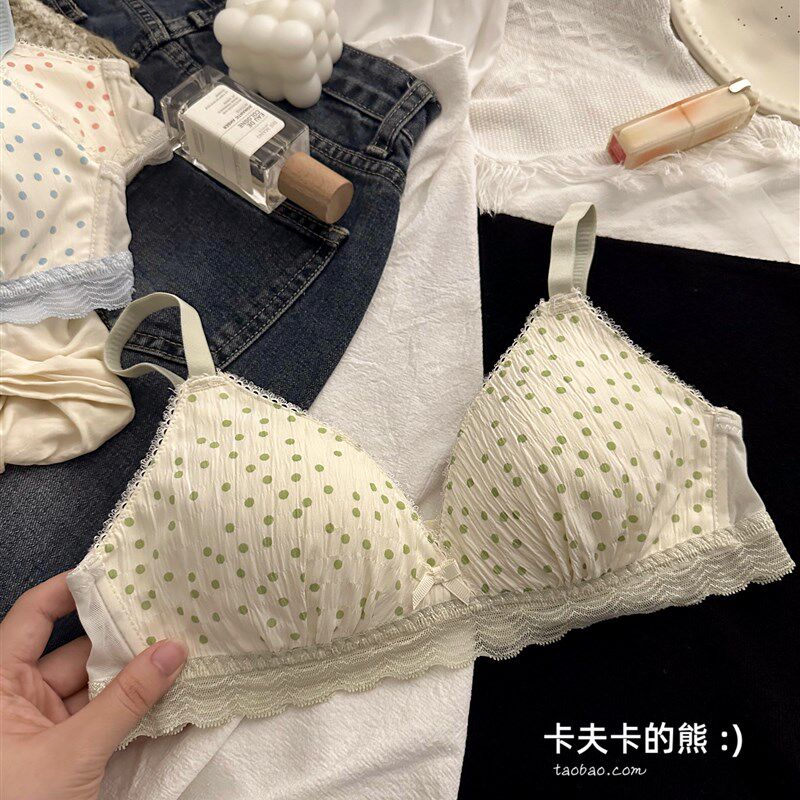 极速日系少女大学高初中生内衣显小胸聚K拢无钢圈薄款甜美三角杯