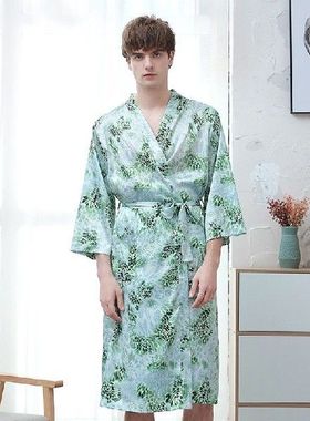 极速Silky Satin Nightwear Kximono Gown Men Casual Intimate L