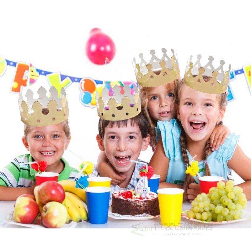 极速30PCcS Gold Foil Paper Crown Birthday Hat  Adjustable Si