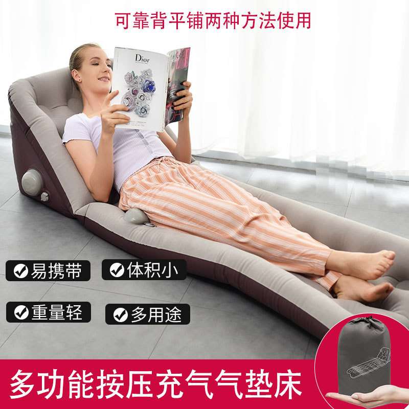 充气PVC可靠气垫床折叠功能便携按压露营靠背多功能户外外露充气