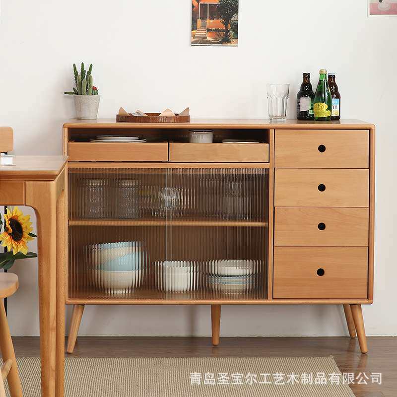 全实木餐边柜北欧榉木置物柜现代简约厨房餐厅柜子靠墙家用储物柜