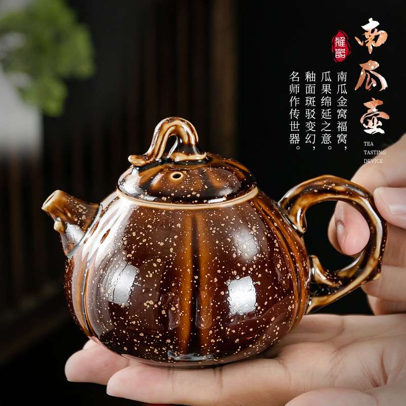陈为椿大师窑变天目南瓜茶壶单壶陶瓷家用创意个性泡茶壶泡茶器