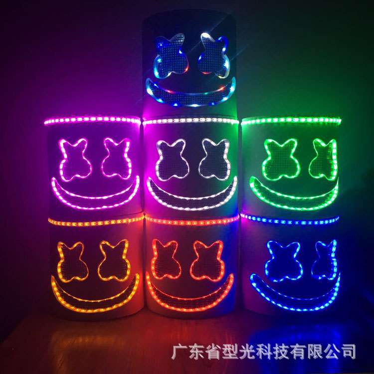 LED发光棉花糖头套舞台表演道具面具音乐节百大DJ头套热销