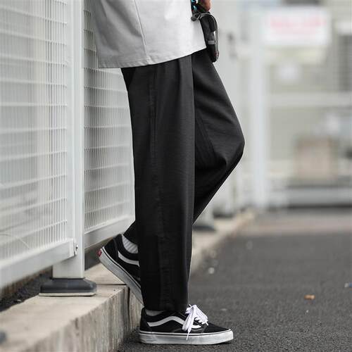 嘿马七作日系复古春夏款男士户外垂感九分裤宽松直筒休闲裤子潮牌