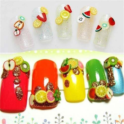 极速1pack Nail Art 3D Fruit Flowers Feather Design VTiny Sli