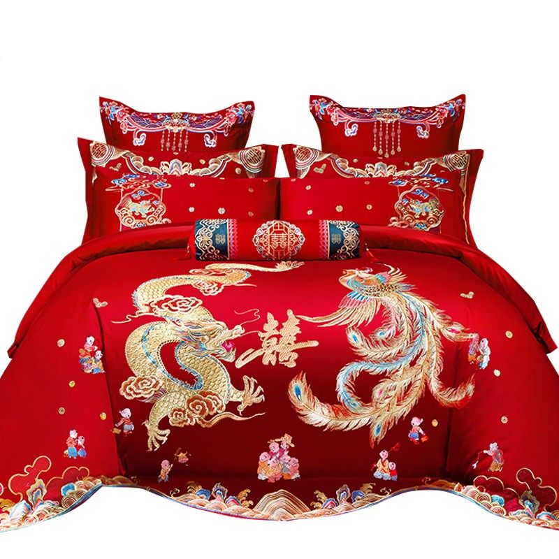 极速婚庆四件套结婚床上用品婚嫁系列红色M婚床喜被被套房婚礼新
