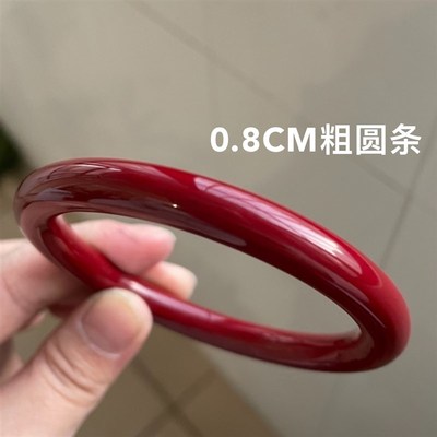 极速【部分现货】k素红大漆手镯素髹工艺木胎漆器牛血红色大漆手