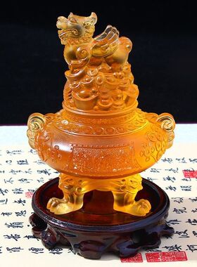 新品易明开居飞天聚福琉璃聚宝盆摆件客厅办公P室貔貅宝鼎装饰品