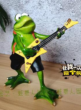 新品丑萌青蛙树脂摆饰 牛蛙饭厅装D饰品 桌面创意搞笑仿真动物模