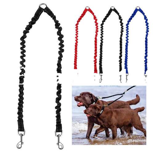 极速Pet Dogg Coupler Leash Double Dog Walking Lead Bungee
