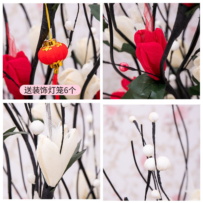 极速电视背景墙两边的花落地家里装饰品摆件客厅S大件假花摆设大