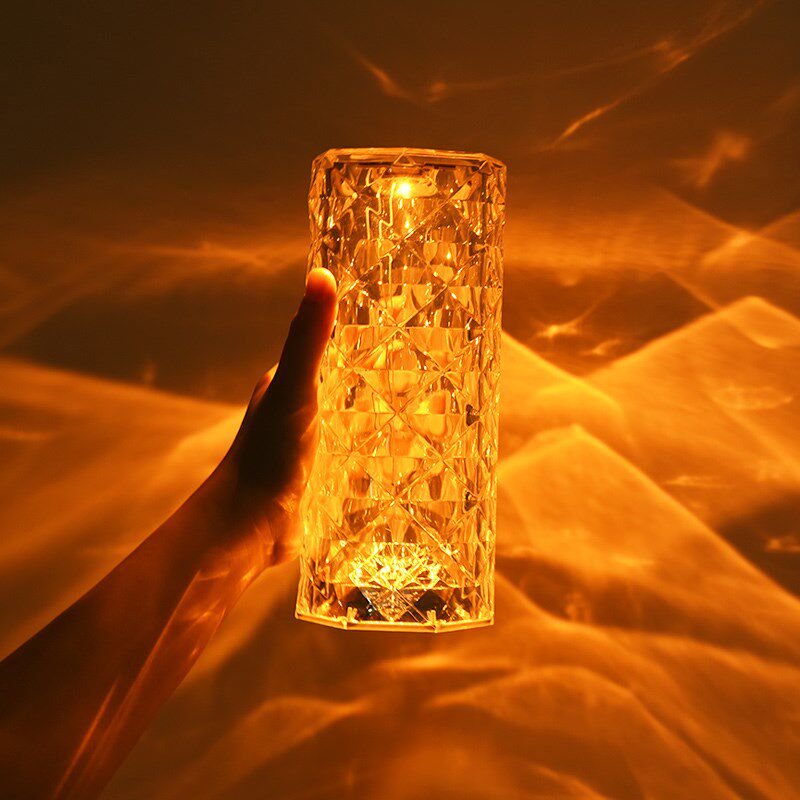 极速玫瑰花瓣水晶台灯桌面氛u围灯网红酒吧钻石光效ins浪漫充电小