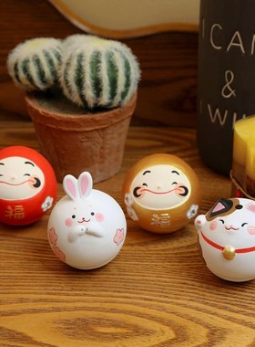 极速小兔b兔招财猫达摩不倒翁摆件办公室好物桌面装饰可爱解压治