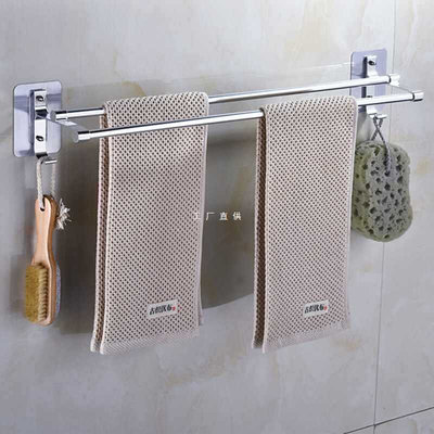 现货速发Q4Y4浴室卫生间太空铝毛巾架壁挂免打孔厕所双杆洗手间洗