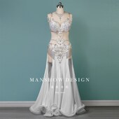 性感流苏长裙仙套白装 速发蔓绣出肚皮舞服装 新款 服 演