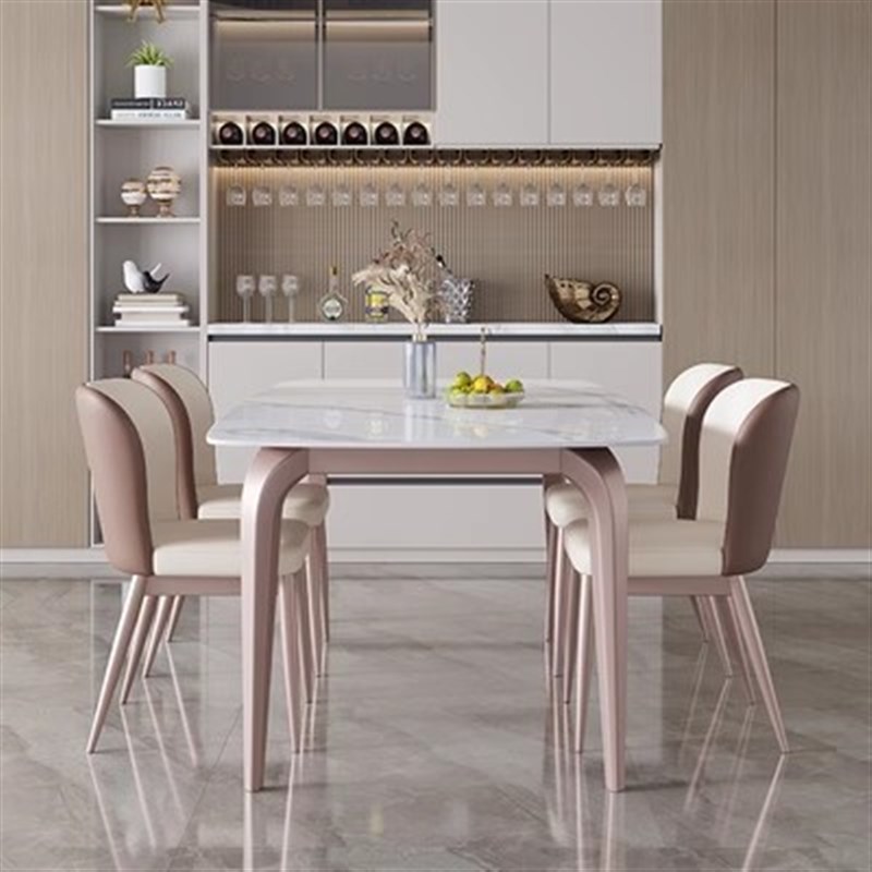 速发意式轻奢岩板桌餐2方2新桌子椅组合家用小户型简约长0形饭桌