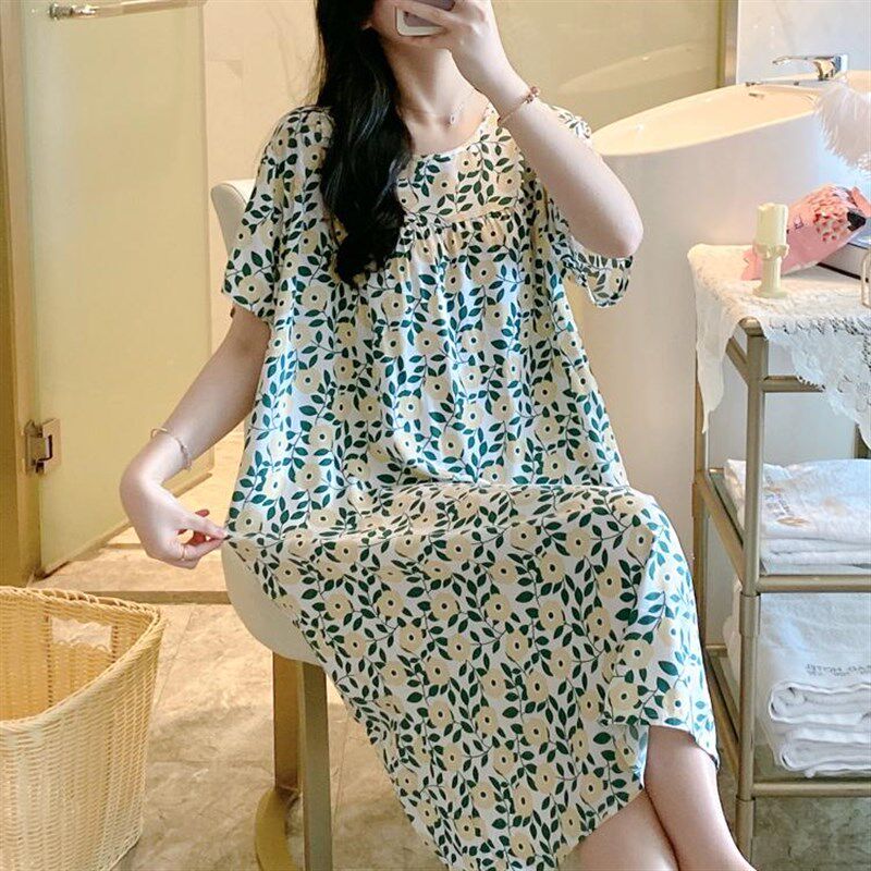 速发2棉25年新款0绸睡裙人造绵春天长款夏大码士连衣裙睡衣